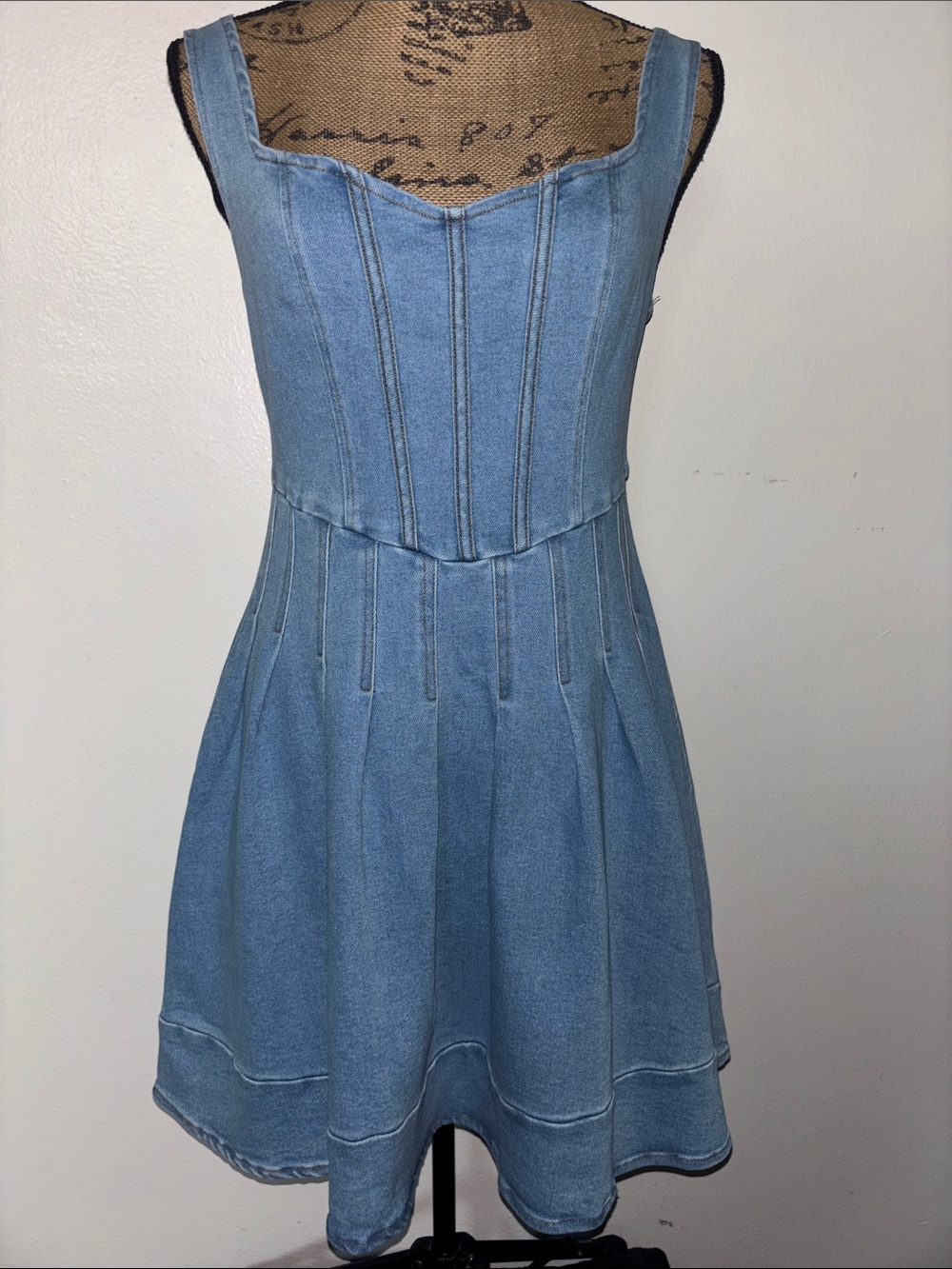 The Vintage Shop Light Blue Denim Midi Dress